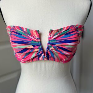 Mara Hoffman V Wire Strapless Bikini Top Geometric Print Small S